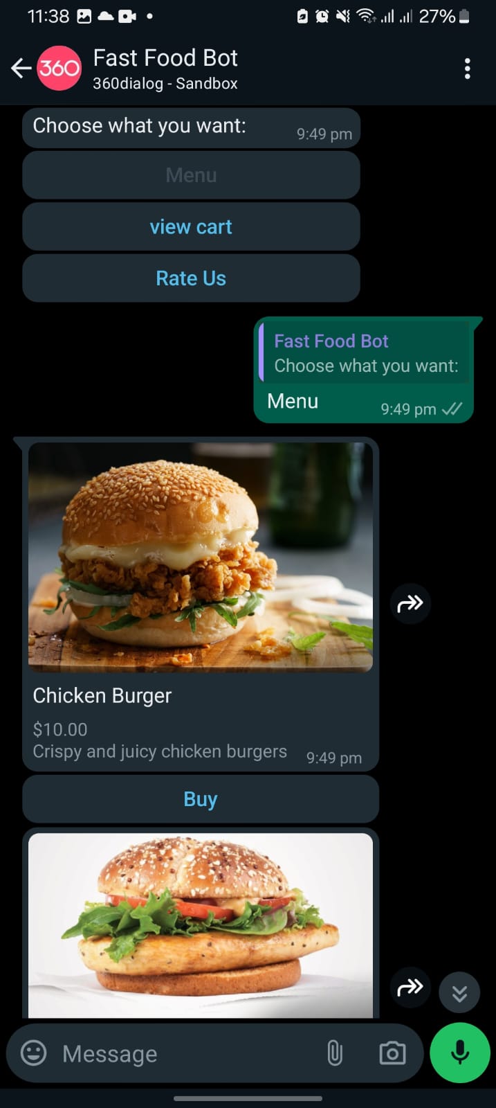WhatsApp Bot for Fast Food Restaurants gallery
