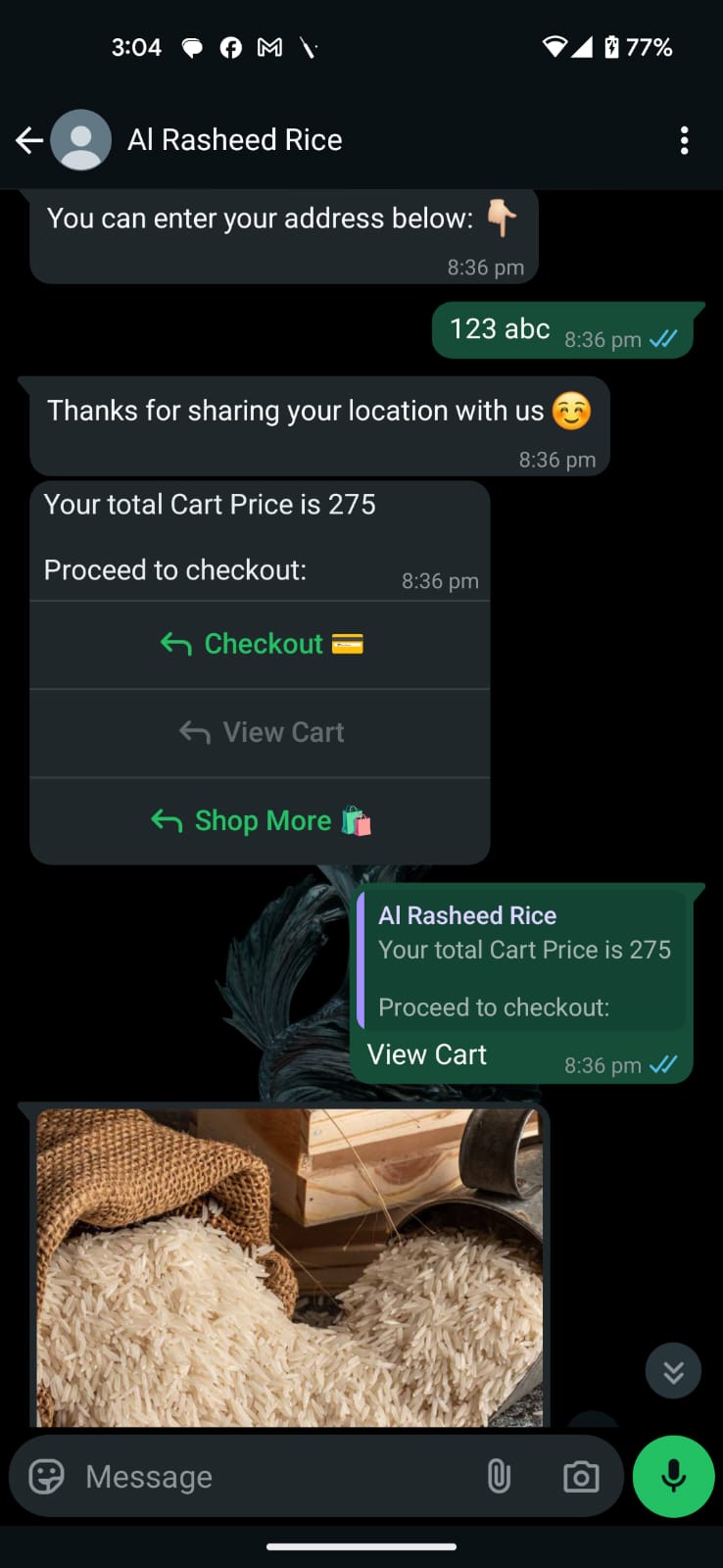 Rice Store WhatsApp Bot gallery