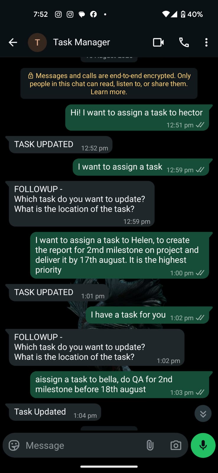 AI-Powered WhatsApp Task Scheduler & Workflow Manager